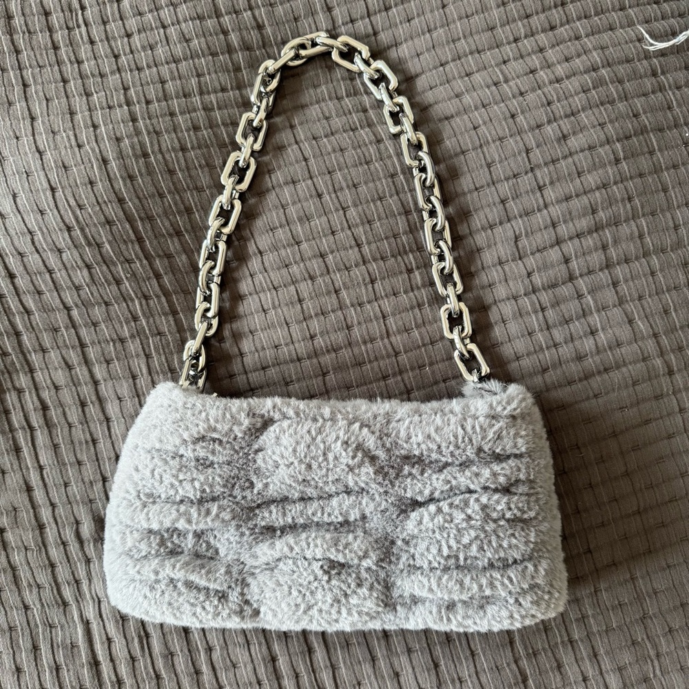 Zara furry grey bag